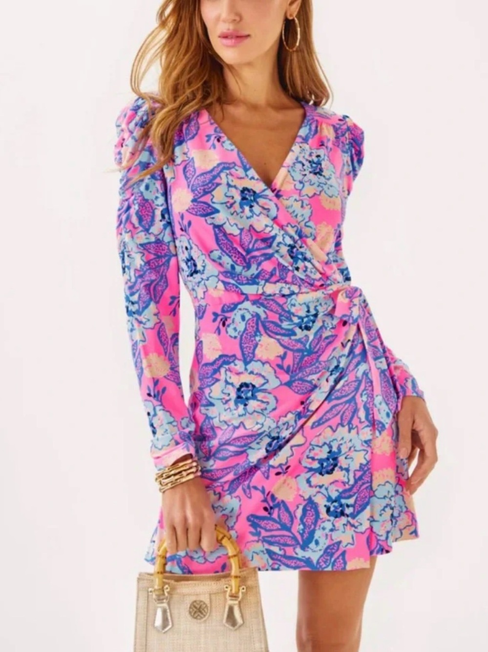 Lilly Pulitzer Pink and Blue Floral Wrap Romper
